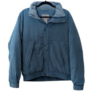 LL Bean Men's Jacket Vintage Blue Nylon Cotton Goose Down Puffer Coat Gorpcore